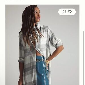 Anthropologie Pilcro Longline plaid button down